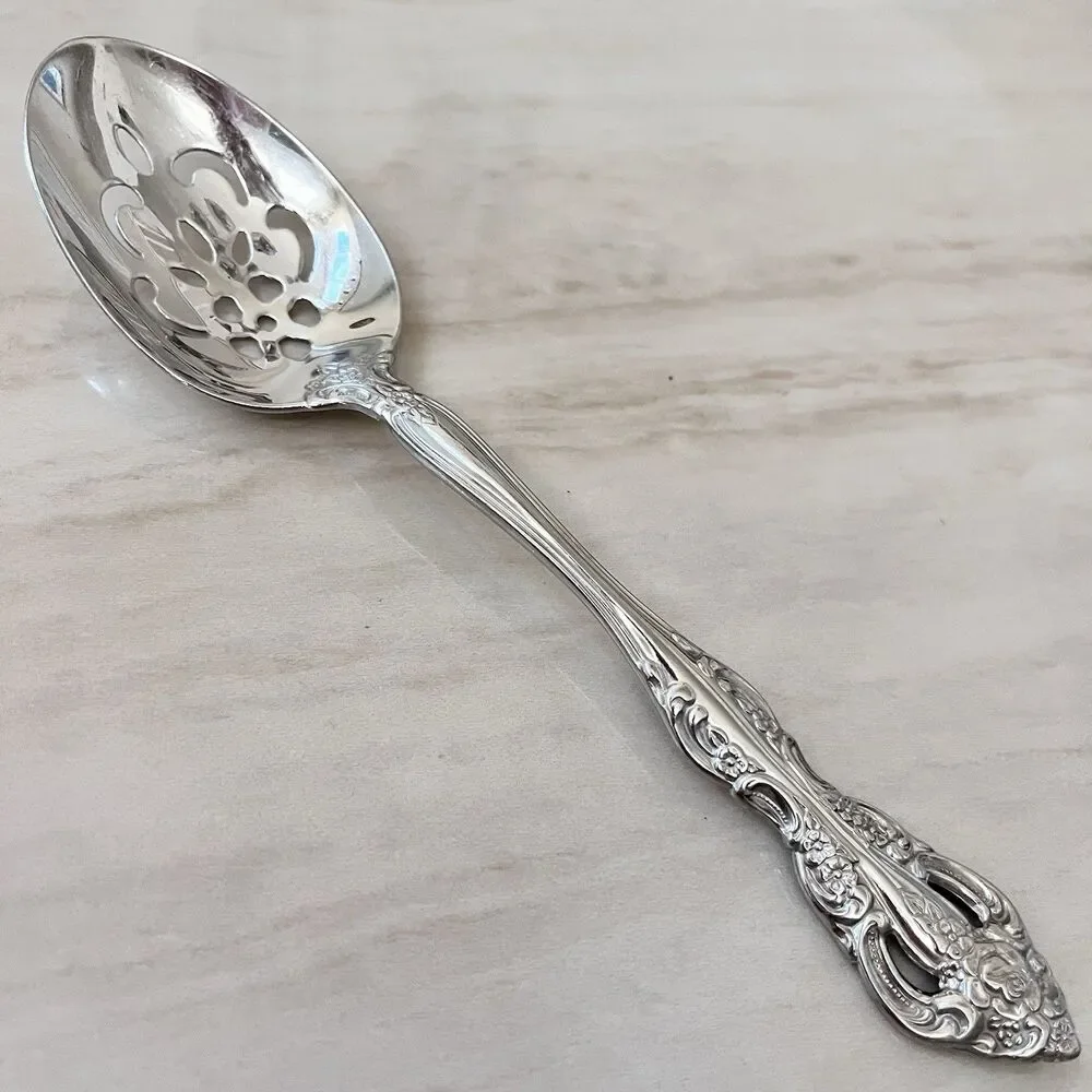 ONEIDA Michelangelo Pierced Serving Spoon 8 3/8” Stainless Heirloom Floral USA